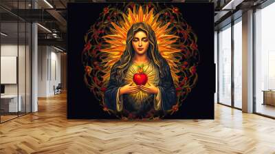 Immaculate Heart of the Holy Mary. AI generativ. Wall mural