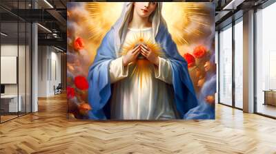 Immaculate Heart of the Holy Mary. AI generativ. Wall mural