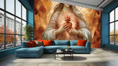 Immaculate Heart of the Holy Mary. AI generativ. Wall mural