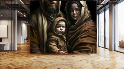 Little Jesus Christ and the holy family. AI generativ. Wall mural