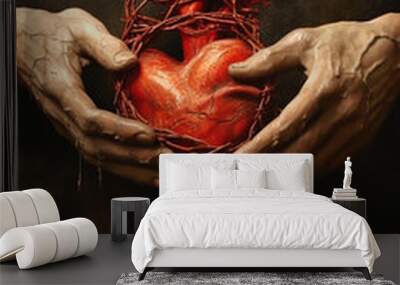 Sacred Heart of the Lord. AI generativ. Wall mural