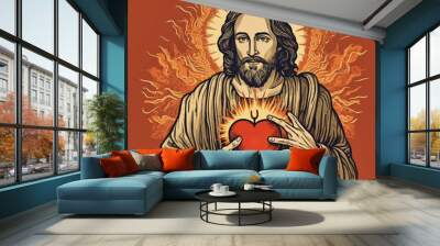 Sacred Heart of the Lord. AI generativ. Wall mural