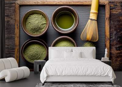 tasty Matcha Latte made from green tea. AI generative. Wall mural