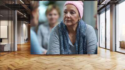 A support group meeting for patients with metastatic breast cancer. Wall mural