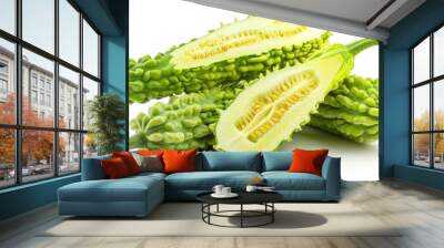 Bitter melon isolated white background Wall mural