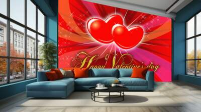 Happy valentines day greeting card Wall mural