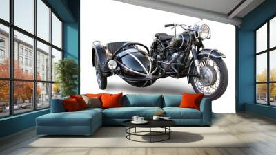 Old motorbike with trailer isolated over white Wall mural