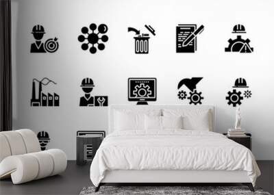 Manufacturing and industry icon set. Wall mural