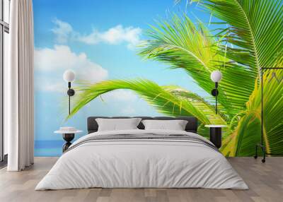 Palm tree sea view. Thailand, Koh Samui island. Wall mural