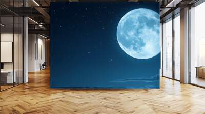 A clear night sky with a bright full moon.	
 Wall mural