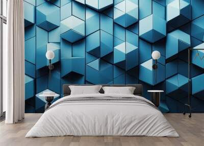 Beautiful Geometric Blue Wallpaper. Modern wallpaper with sharp geometric shapes in various shades of blue Wall mural