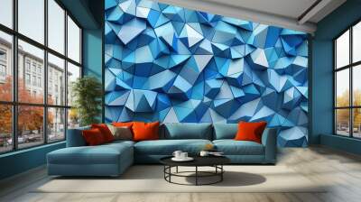 Beautiful Geometric Blue Wallpaper. Modern wallpaper with sharp geometric shapes in various shades of blue Wall mural