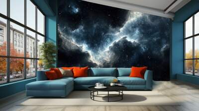 Dark Space Nebula Wallpaper. A deep space scene with a dark nebula and distant stars. Wall mural