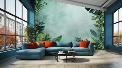 Tropical Greenery Wallpaper. A collection of tropical green leaves in various shades and shapes. Wall mural