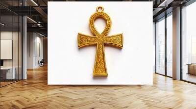 Gold symbol Ankh isolated on white background studio shot standing  Wall mural