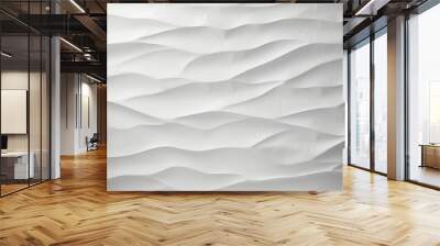 Abstract white wavy texture with intricate layered design patterns. Wall mural