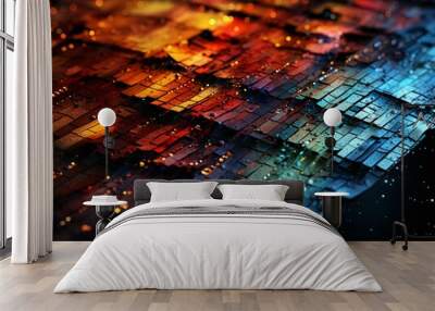 Futuristic digital data flow in cyberspace. Wall mural