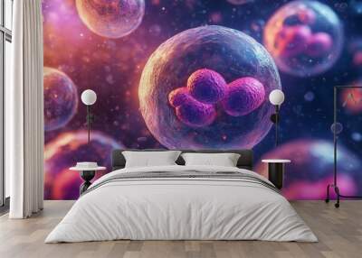 Microscopic detailed illustration of exosomes in a cellular environment  Wall mural