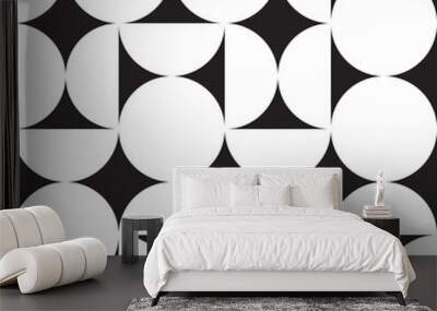 black and white background. black-white seamless pattern with geometric shapes. vector art. vector illustration.  circles. abstraction. 
print Wall mural