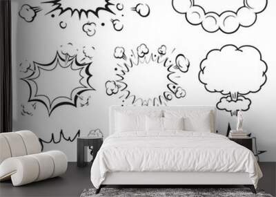 comic speech bubbles. Steam puff design vector icon illustration.. explosion and smoke icon set. air. cloud for text in the form of an explosion. collection or set of flat web signs. Wall mural