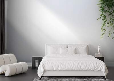 Sunlight streaming on a blank wall with green foliage—ideal for serene backgrounds Wall mural