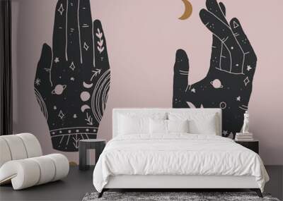 Decorative hands in boho style. Vector illustration. Wall mural