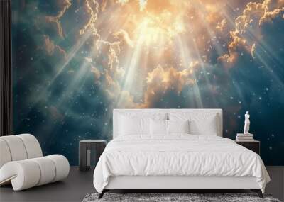 Divine light and love blessing the world with gods grace and spiritual illumination Wall mural