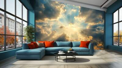 Divine light captured  majestic glory of god in the heavenly skies   ai generated photography Wall mural