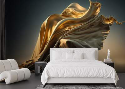 Elegant fashion flying satin silk cloth design for product display. Illustration Wall mural