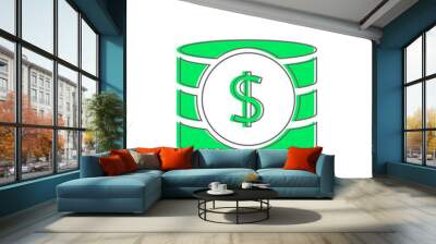 Green Dollar coins vector icon Big money concept Wall mural