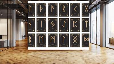 Hand drawn beautiful aesthetic. Runes set. Fortune telling and predicting the future. Trendy vector illustration. Wall mural