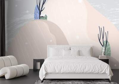 Hello winter landscape illustration. Vector design template. Eps 10. Wall mural