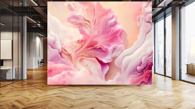 Liquid abstract pink marble texture watercolor painting, alcohol ink background Wall mural