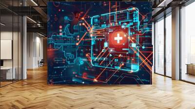 Medical cybersecurity and data protection with ai in healthcare and life insurance Wall mural