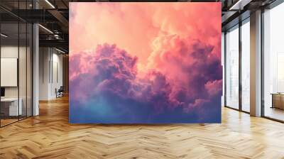 Panoramic view of beautiful fluffy clouds in tranquil sky, perfect for landscape photography Wall mural