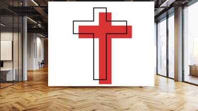 Red Christian Cross Symbol, Icon of the Christian faith on White Background. Wall mural