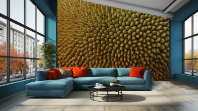 Rough Green texture, Close up of young jackfruit, Tropical fruit Wall mural