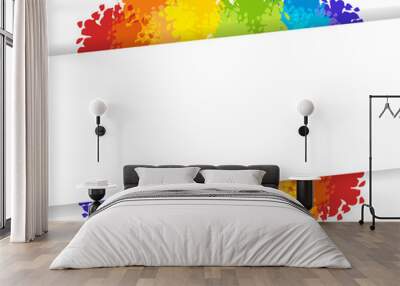 Colorful rainbow frame with empty place for text.  Abstract background with painted watercolor splashes. Bright color spray paints explosion. Vector design template for poster, banner. Wall mural