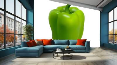 Vector photo-realistic fresh green pepper on a white background. 3D paprika illustration. Wall mural