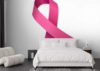 Breast cancer awareness pink ribbon on white background Wall mural