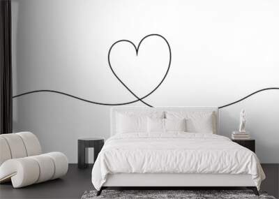 Heart sketch doodle, hand drawn heart. Vector illustration isolated on white background. Valentine's Day. Love Line Wall mural