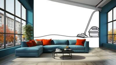 One continuous line drawing of electric vacuum cleaner home appliance. vector illustration. Wall mural