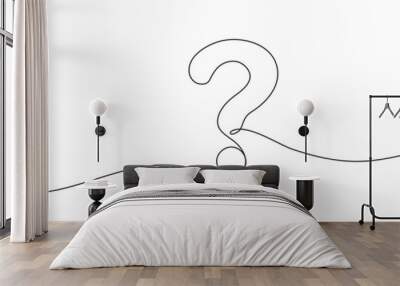 Question mark linear background. One continuous drawing of a question mark. Vector illustration Wall mural