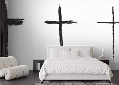 Set hand drawn cross. Vector cross. The cross is made with a brush. Wall mural