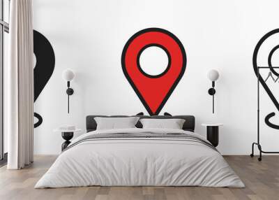 Set of location icons. Modern map markers .Vector illustration on a white background. Wall mural