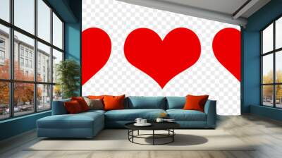 set red heart on the transparent background Wall mural