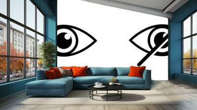 Simple eye symbol vector. View pictogram. Do not watch icon. Isolated on white. Wall mural