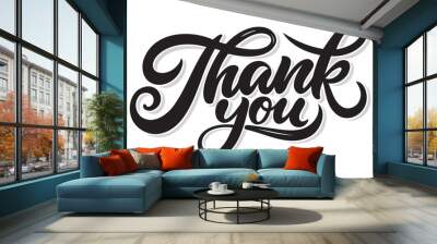 Thank You handwritten inscription. Hand drawn lettering. Thank You calligraphy. Thank you card. Vector illustration Wall mural