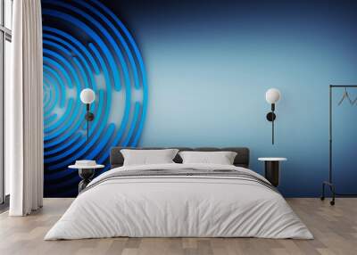 Abstract background with circular shapes and blank copy space on the right in blue colors. 3d illustration. Wall mural