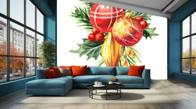 christmas and happy new year festive decor for greeting card or flyer, postcard , booklet, leaflet . Wall mural